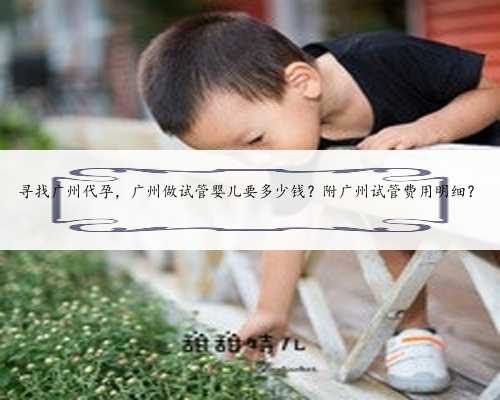 寻找广州代孕，广州做试管婴儿要多少钱？附广州试管费用明细？